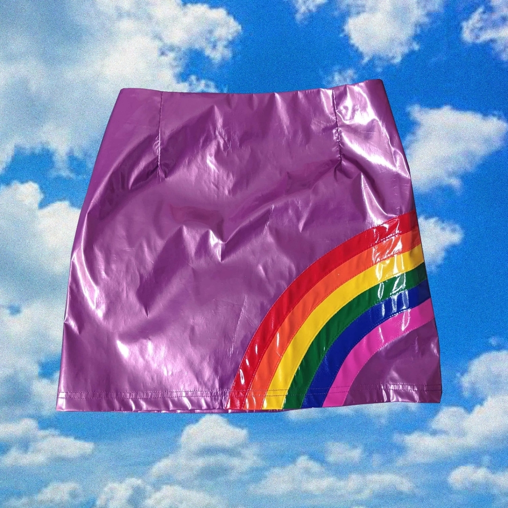 Delia's Dollskill purple rainbow vinyl skirt